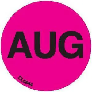 1" Diameter "Aug" Months of the year labels (500 per Roll)