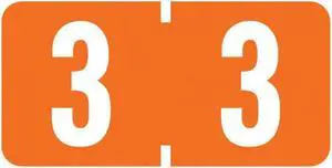 Tab Compatible Mini Numeric "3" Labels, Vinyl Kimdura Stock, 1/2" X 1" Individual Numbers - Roll of 500