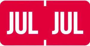 Tab Compatible "Jul" Month Labels, Vinyl Kimdura Stock, 1" X 1/2", Individual Months - Roll of 1000