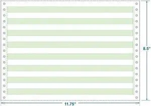 11-3/4" x 8-1/2" (W x H) Continuous 20# Computer Paper, 1/2" Green Bar (Carton of 2700)