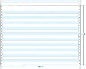 14-7/8" x 11" (W x H) Continuous 20# Computer Paper, 1/2" Blue Bar (Carton of 2600)
