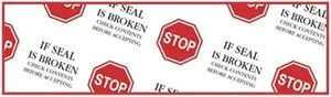 2" x 55 Yd 1.9 mil Polyprop. Hot Melt "STOP If Seal Is Broken..." Printed Tape (Case of 36 Rolls)