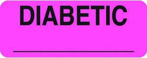 Chart  labels, DIABETIC Labels, Fluorescent Pink, 2-1/4" x 7/8", (Roll of 420)