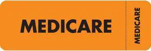 Insurance Labels, MEDICARE - Fl Orange (Wrap-around), 3" X 1" (Roll of 250)