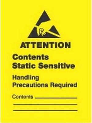 1-3/4" x 2-1/2" Attention Static Sensitive Labels (500 per Roll)