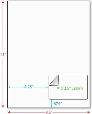 4" x 2-1/2" (4" x 2.5") Integrated Laser Label Form Sheet, 1 Label Right Edge (Carton of 1000)