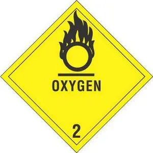 4" x 4" Oxygen D.O.T. Class 2 Hazard Labels (500 per Roll)