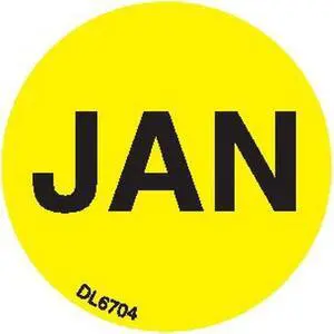 1" Diameter "Jan" Months of the year labels (500 per Roll)