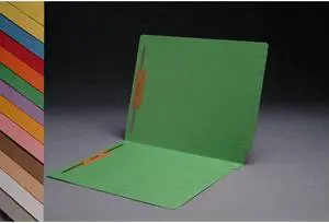 14pt Green Folders, Full Cut 2-Ply END TAB, Letter Size, Fastener Pos #1 & #3 (Box of 50)