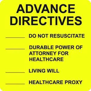 Advanced Directive Labels, ADVANCE DIRECTIVE - Fl Yellow, 2-1/2" X 2-1/2" (Roll of 390)