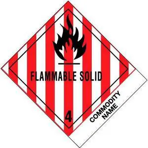 4" x 4-3/4" Flammable Solid - Flammable Solids, N.O.S. UN1325 Labels (500 per Roll)