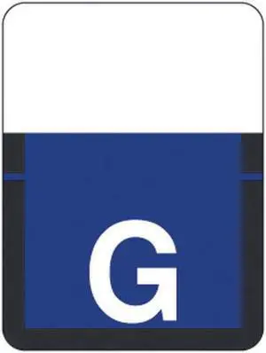 Tab A1307 Top Tab Compatible Labels "G", Vinyl Stock, 1" X 3/4" Individual Letters - Rolls of 500