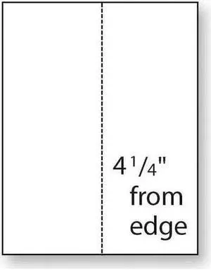 8-1/2'' x 11" Laser Cut Sheet, 20# White Stock, 1 Vertical Perforation 4-1/4" from Left (Carton of 2500)