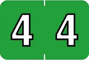 Barkley NBKM Compatible Numeric "4" Labels, Laminated Stock, 1" X 1-1/2" Individual Numbers - Roll of 500