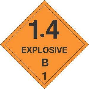 4" x 4" 1.4 Explosive B D.O.T. Class 1 Hazard Labels (500 per Roll)