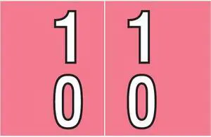 Barkley DBKE Compatible "10" Double Digit Labels, Laminated Stock, 1" X 1-1/2" Individual Numbers - Roll of 500
