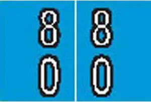 Barkley DAVM Compatible "80" Double Digit Labels, Laminated Stock, 1-3/16" X 1-1/2" Individual Numbers - Roll of 500