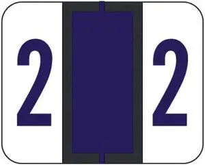 File Doctor Compatible  "2" Numeric Labels, Laminated Stock, 1-1/4" x 1" Individual Numbers - Roll of 500