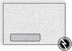 Digi-Clear Window Black Confetti Tint, 6" x 9", 24#,  White (92% Brightness), Side Seams, Laser Compatible (Box of 500)