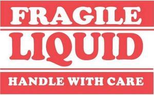 2" x 3" Fragile Liquid Handle With Care Labels (500 per Roll)
