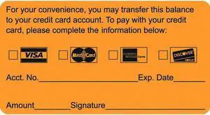 Billing labels, Transfer Balance, Fluorescent Orange, 3-1/4" x 1-3/4" (Roll of 250)