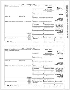 TFP 1099-INT Payer Copy C and/or State Copy - Pack of 1000