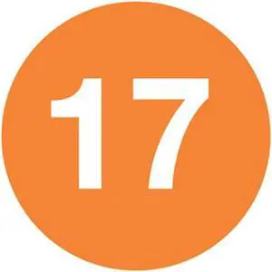 4" Diameter Number 17 Circle Labels (500 per Roll)