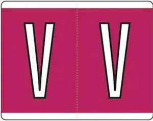 Kardex Compatible "V" Labels, Laminated Stock, 1-1/4" X 1-19/32" Individual Letters - Roll of 500