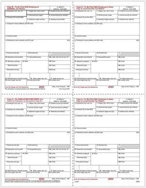 TFP W-2 4-Up Box Employees Copies B, C, 2 & 2 Combined - Pack of 500