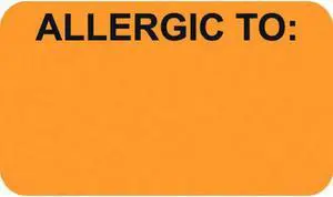 Allergic To: 1-1/2" x 7/8" Fl-Orange Label (Roll of 250)