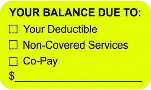 Insurance Labels, Balance is Due, Fluorescent Chartreuse, 1-1/2" x 7/8", (Roll of 250)