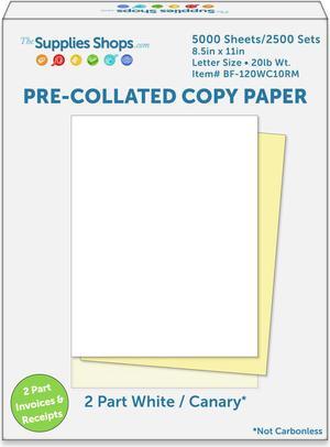 8-1/2" x 11" Pre-Collated 20# Colored Paper, 2500 White / Canary Sets (Carton of 5000 Sheets) 8-1/2" x 11" Pre-Collated 20# Colored Paper, 2500 White / Canary Sets (Carton of 5000 Sheets)