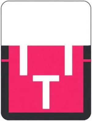 Tab A1307 Top Tab Compatible Labels "T", Vinyl Stock, 1" X 3/4" Individual Letters - Rolls of 500