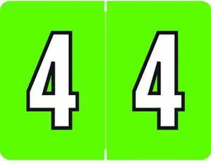 DataFile/Tab L8700 Compatible "4"  Numeric Labels, Laminated Stock, 1-1/4" x 15/16" Individual Numbers - Roll of 500
