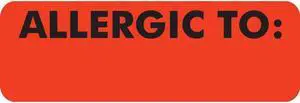 Allergy Warning Labels, ALLERGIC TO: - Fl Red, 3" X 1" (Roll of 250)