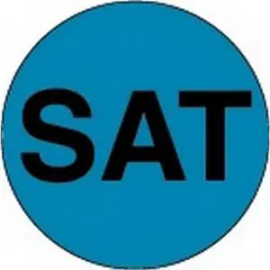 1" Diameter "SAT" Day of the Week Circle Labels (500 per Roll)