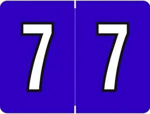 DataFile/Tab L8700 Compatible "7"  Numeric Labels, Laminated Stock, 1-1/4" x 15/16" Individual Numbers - Roll of 500