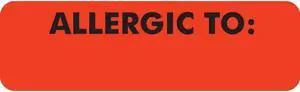 Allergy Warning Labels, ALLERGIC TO: - Fl Red, 2 1/2" X 3/4" (Roll of 300)