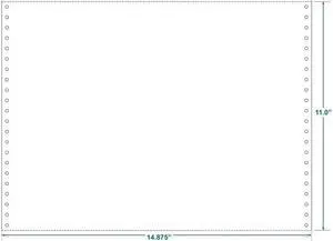 14-7/8" x 11" (W x H) Continuous 18# Computer Paper, Blank (Carton of 2800)