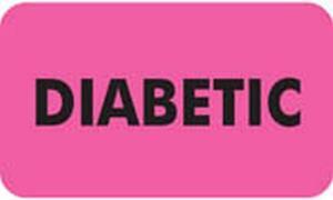 Chart Labels, Diabetic, Fluorescent Pink, 1-1/2" x 7/8", (Roll of 250)