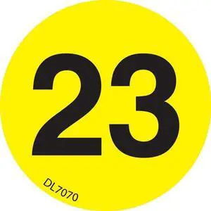 3" Diameter number 23 circle labels (500 per Roll)