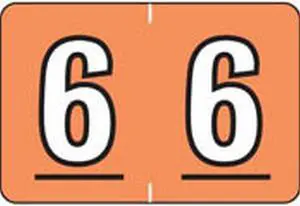 Colwell Compatible Numeric "6" Labels, Polylaminated Stock, 1" X 1-1/2" Individual Numbers - Roll of 500