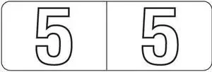 Barkley NBWM Compatible White Mini "5" Numeric Labels, Laminated Stock, 1/2" X 1-1/2" Individual Numbers - Roll of 500