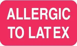 Allergy Warning Labels, ALLERGIC TO LATEX - Red, 1-1/2" X 7/8" (Roll of 250)