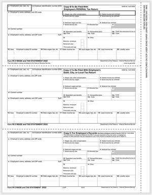 TFP W-2 W-Style 3-Up Employees Copies B, C & 2 Combined - Pack of 100