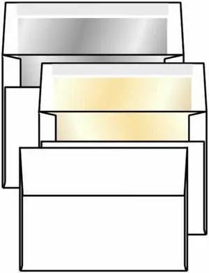 #A-7 Gold Foil-Lined Announcement Envelopes, 5-1/4" x 7-1/4", 28# Bright White (96% Bright), Square Flaps (Box of 250)