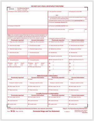 TFP W-2C Corrected Income Fed Copy A - Pack of 100