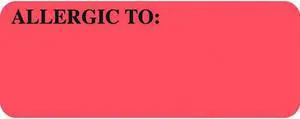 Allergy Warning Labels, ALLERGIC TO: - Fl Red, 2-1/4" X 7/8" (Roll of 420)