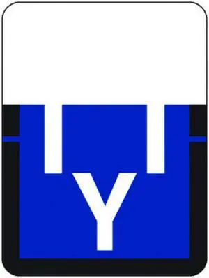 Tab A1307 Top Tab Compatible Labels "Y", Vinyl Stock, 1" X 3/4" Individual Letters - Rolls of 500
