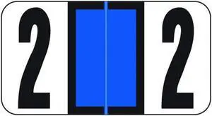 Reynolds & Reynolds RRNM Compatible Numeric "2" Labels, Laminated Stock, 1-5/8" x 7/8" Individual Numbers - Roll of 500